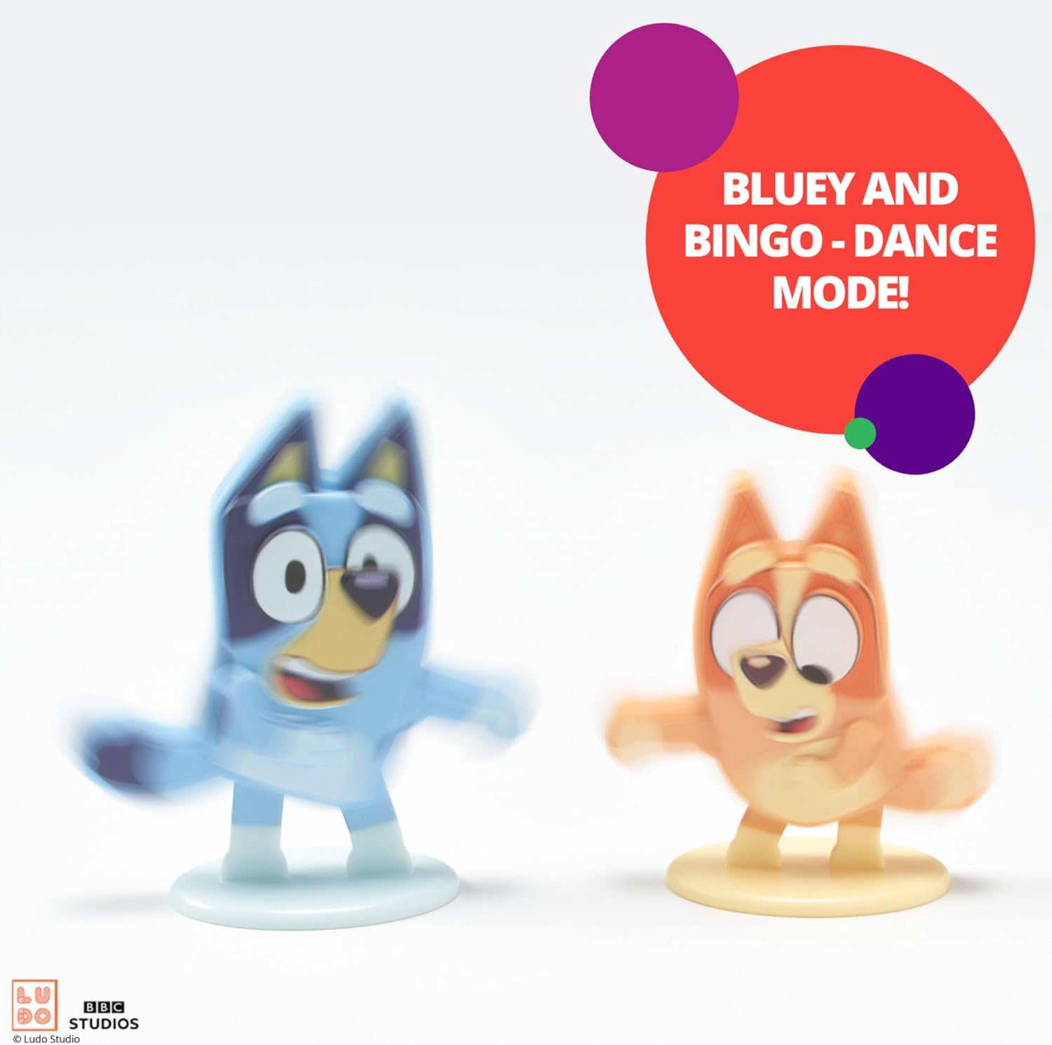 DecoSet® Bluey Dance Mode Cake Toppers, 3 Piece Cake Decoration With Bluey And Bingo Figurines and Muffin & Socks Poly Pic, For Birthday, Parties, Celebration
