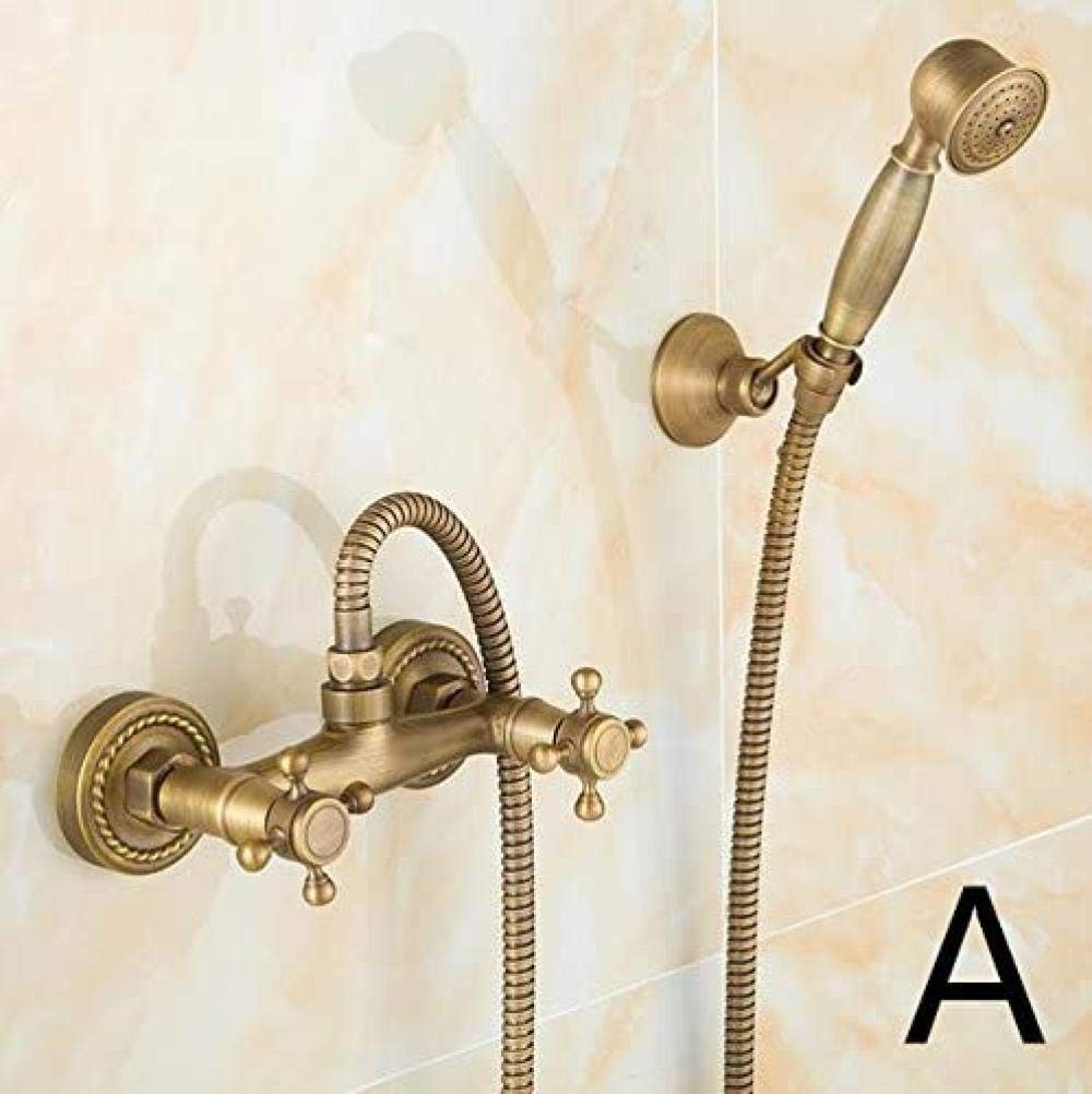 Mitigeur douche laiton antique à double sortie avec inverseur mécanique fluide