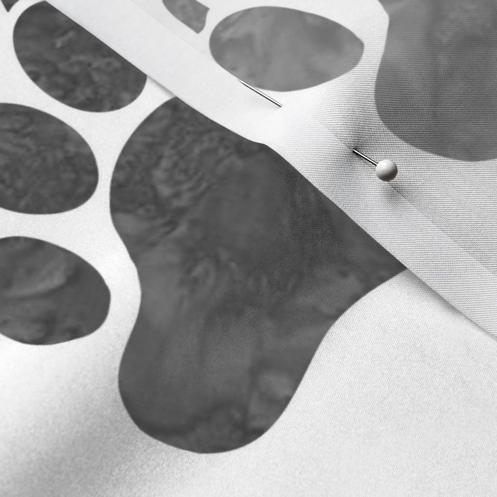 Spoonflower Fabric - Watercolor Bear Paw Big Gray White Bears Paws Print Animal Printed on Satin Fabric by The Yard - Sewing Lining Apparel Fashion Blankets Decor