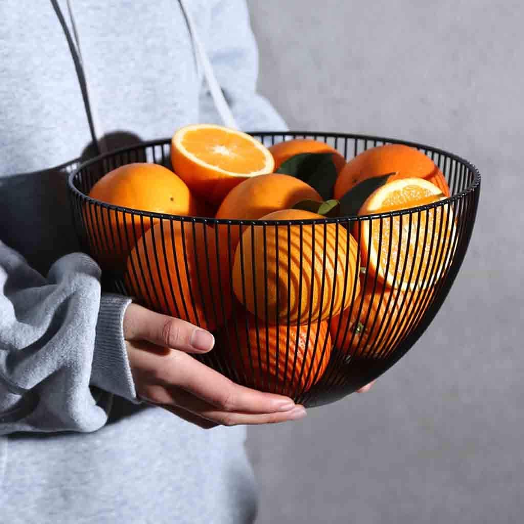 Exclusive Discount 50% Price Countertop Fruit Basket Bowl Storage, KANGMOON Metal Wire Fruit Vegetable Snack Tray Bowl Basket Kitchen Storage Rack Holder for Bread, K Cup, and Decorative Items, Iron (Black)
