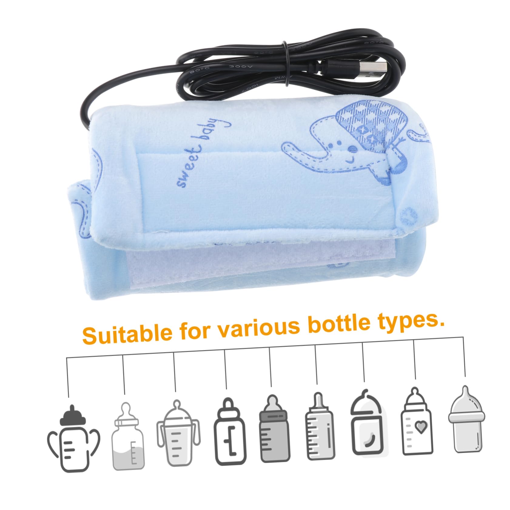 VICASKY 3piezas Calentador De Biberones USB Portátil Funda Aislante Termostato para Leche Cubierta De Almacenamiento Práctica y Fácil De Limpiar Azul
