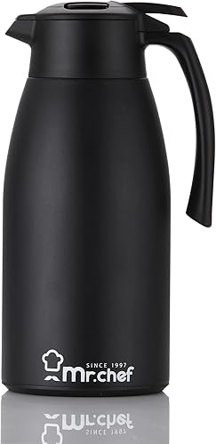 Mr. Chef - Jarrones termo de acero inoxidable de alta calidad, con aislamiento al vacío, 12 y 24 horas, retención fría y caliente, dispensador