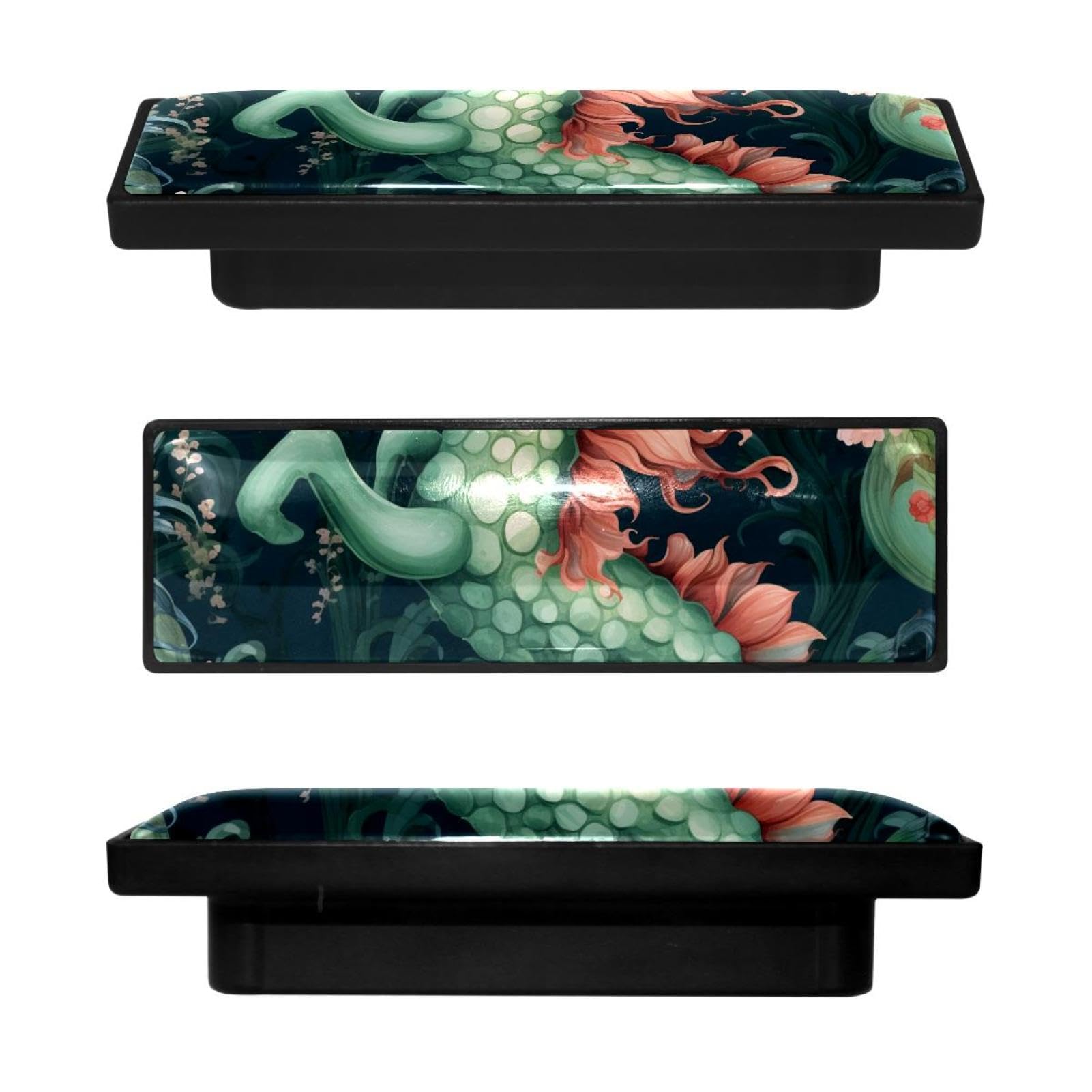 Boutons d'armoire rectangulaires motif océan lot de 4 poignées colorées pour commode