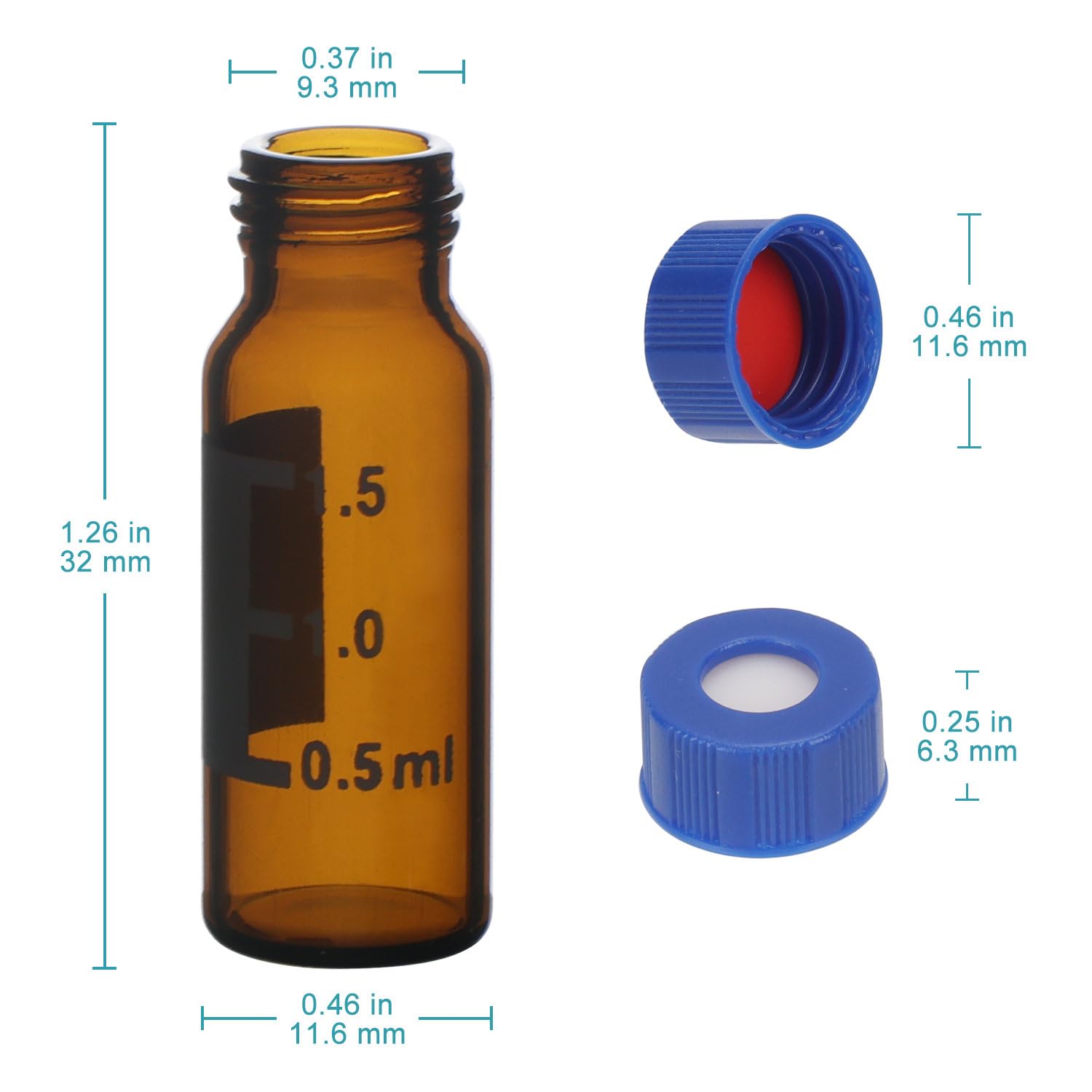 stonylab Autosampler Vials, Chromatographie Probenvials für Gas-oder Flüssigkeitschromatographie Probenkopf-Vials mit Kapillar-Einlagen, 100er Packung, Braun, 1.5 ml