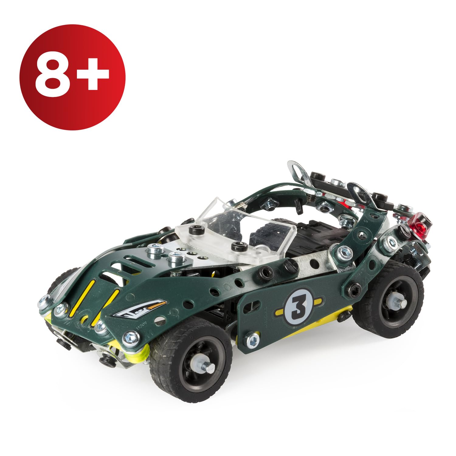 Bandai - Meccano Cabriolet Rétro Friction - Coffret de Construction 5 Modèles - 225 pièces, moteur rétro-friction, outils, notice - Kit Activité assemblage voiture - Jouet Enfant 8 ans et + - APM20102