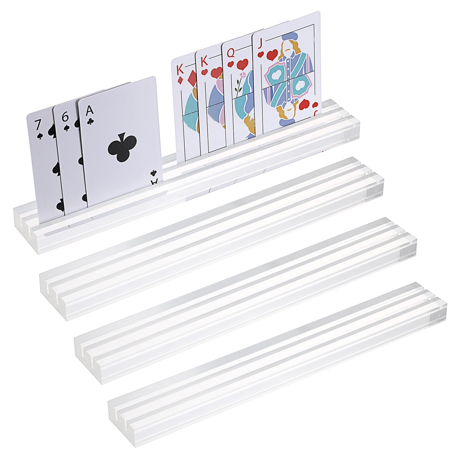 Cazstyk Of 4 Piece Stable Acrylic Playing Card Racks Organiser Stand For Board Game And Desktop Storage Game Card Storage Rack
