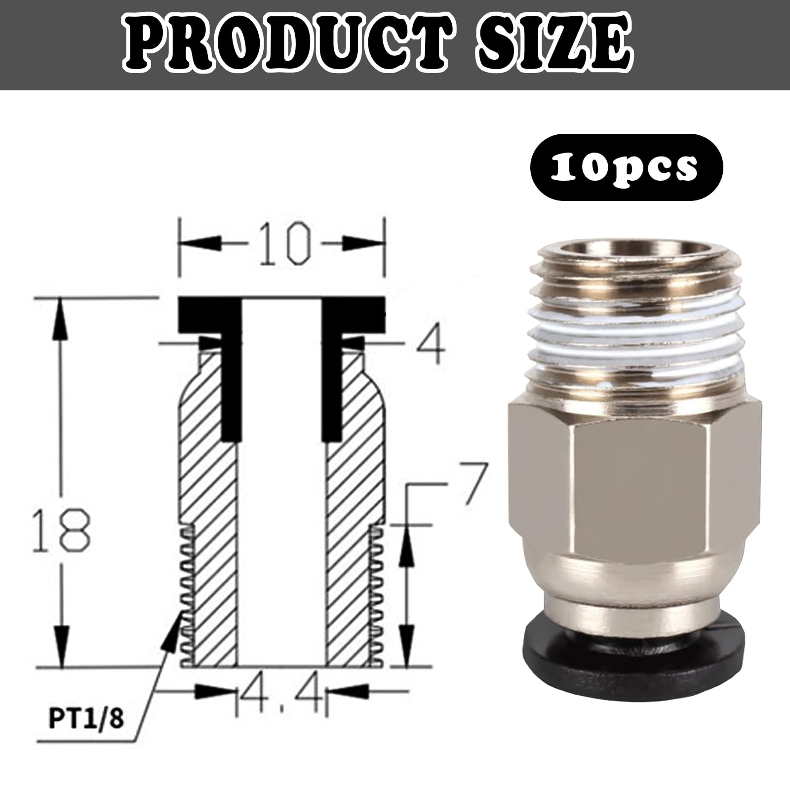Near Me PC4-M10 Connecteur, Connecteur Pneumatique PC4-M10, Raccord Pneumatique Thread Pitch