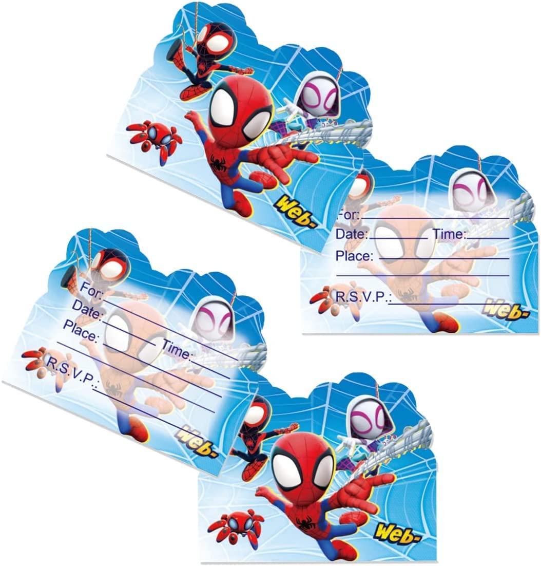 mciskin 10 Pcs Spidey Party Invitations, Party Invites with Envelopes, Party Invitations Birthday Cards Birthday Invitations for Kids Girls Boys and his Amazing Friends Theme Party Supplies.