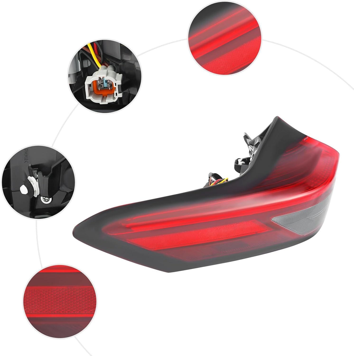 Outer LED Tail Light Assembly for 2021-2024 Nissan Rogue, Left & Right Side Direct Replacement Pair, OEM 265556RR0A & 265506RR0A (Left Driver Side)