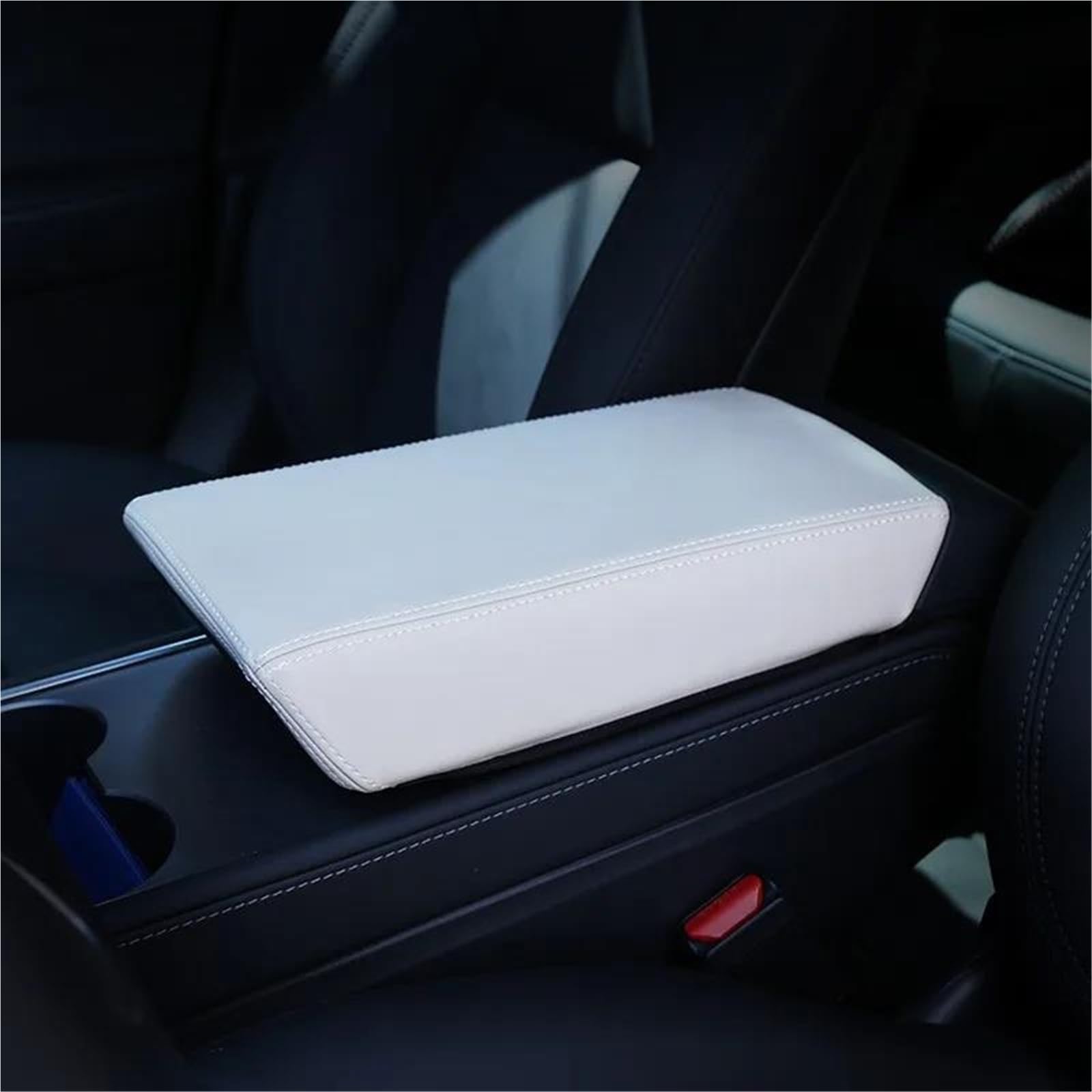 HJKDSZ Car Interior Accessories Center Console Armrest Storage Box Leather Cover Protective For Tesla For Model3 Y 2024(Style 4)