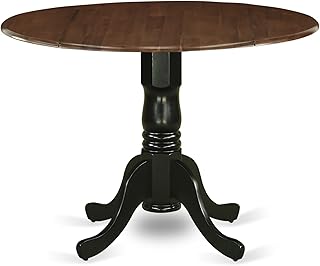 East West Furniture Dublin Traditional Wood Dining Table in Walnut/Black