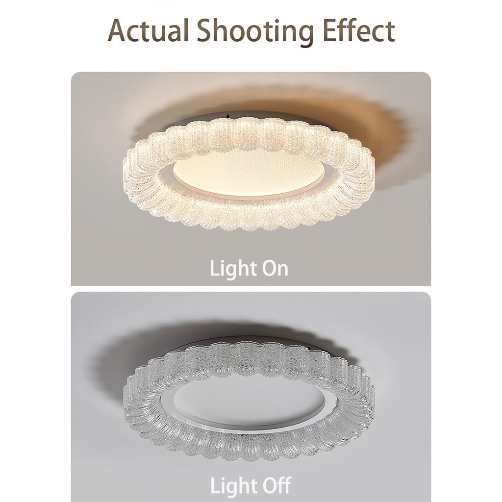 Okrągła lampa sufitowa LED z regulacją jasności biała z kloszem z przezroczystego akrylu do montażu wpuszczanego tuż przy suficie z regulacją jasności bez migotania do salonu kuchni