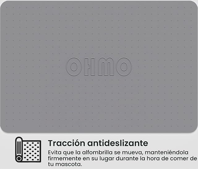 Foto 7 de 8 de OHMO Alfombras para Comederos Perros y Gatos, Impermeable,(Gris Oscuro, 48x30cm)