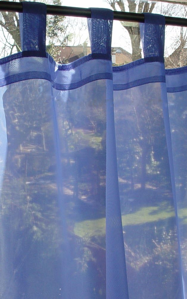 Plain Voile NET Curtain Panel Dark Blue 58x90 Tab Top