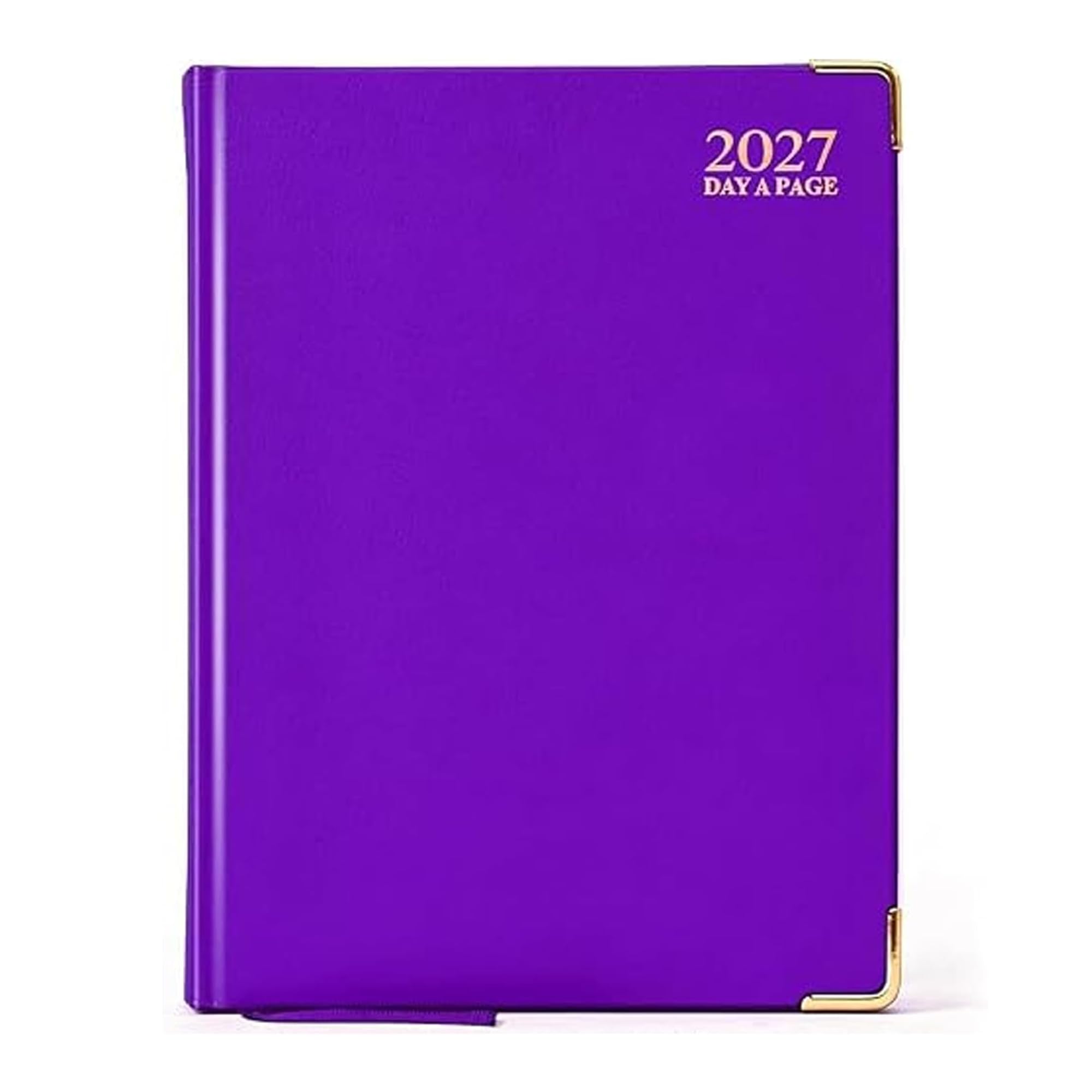 A4 2027 Day a Page Purple Diary Gilt Edges Hardback