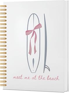 KAIOUS Pink and Blue Beachy Surfboard Spiral Hardcover Journal Notebook | Meet Me at the Beach, Coastal Notebook, Pink and Blue Office Supplies
