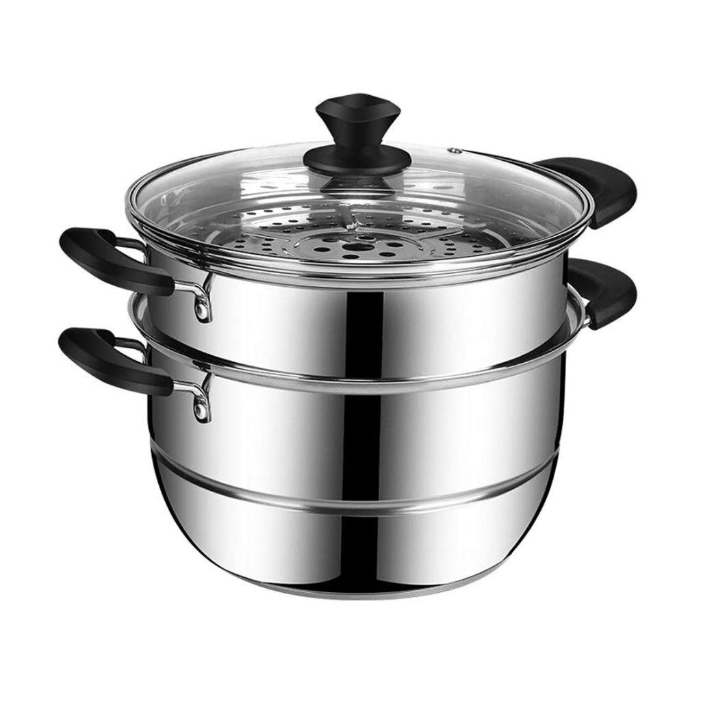 2-stöckiges Dampfgartopf-Set Dampfkochgeschirr + Glasdeckel, 26 cm Durchmesser, Edelstahl-Küchenkochwerkzeug