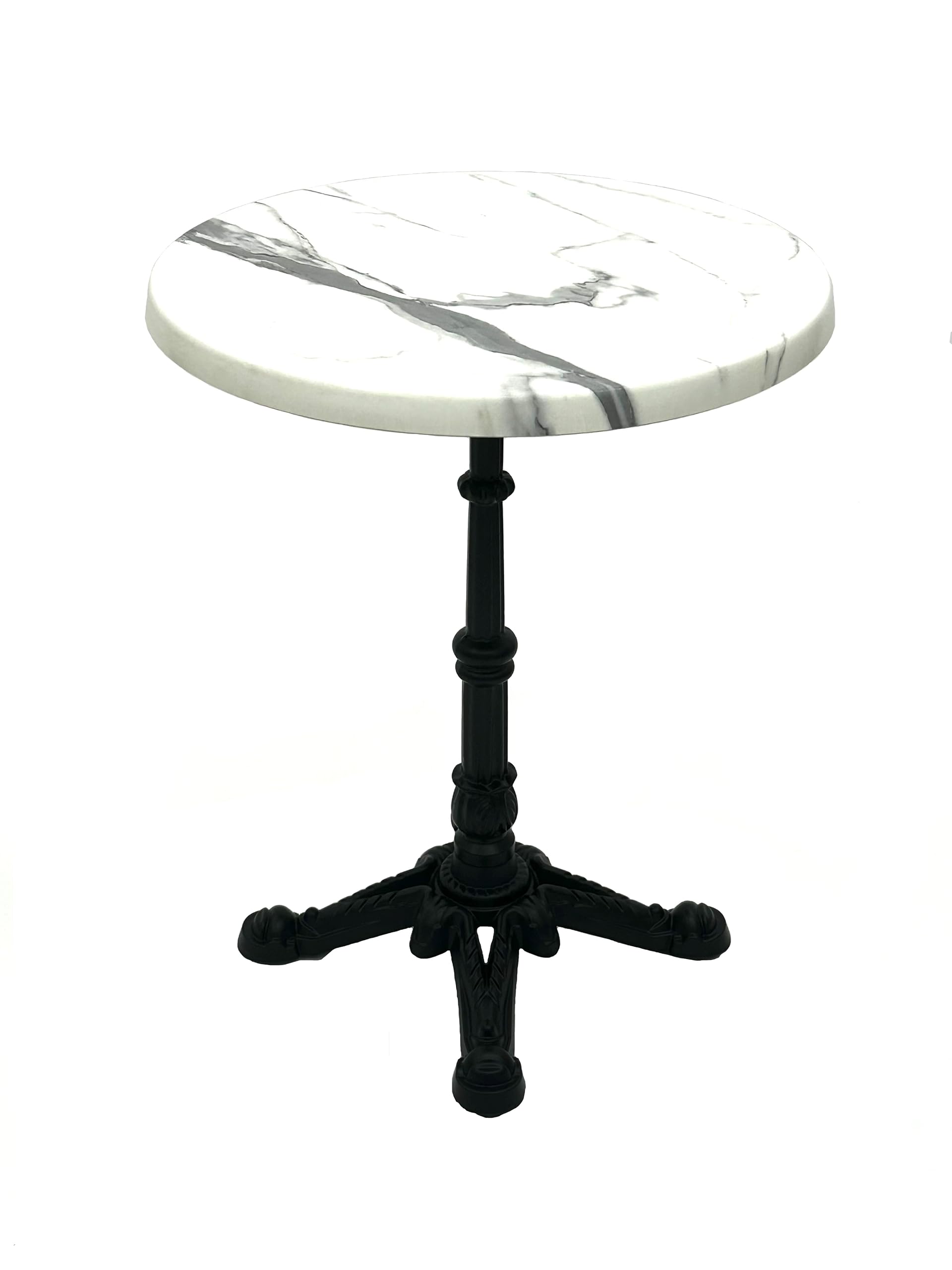 BE Furniture Premium Quality Estoril Garde Bistro Table, Side Table with White Marble Effect Top and cast iron base, perfect for Commercial & Home use
