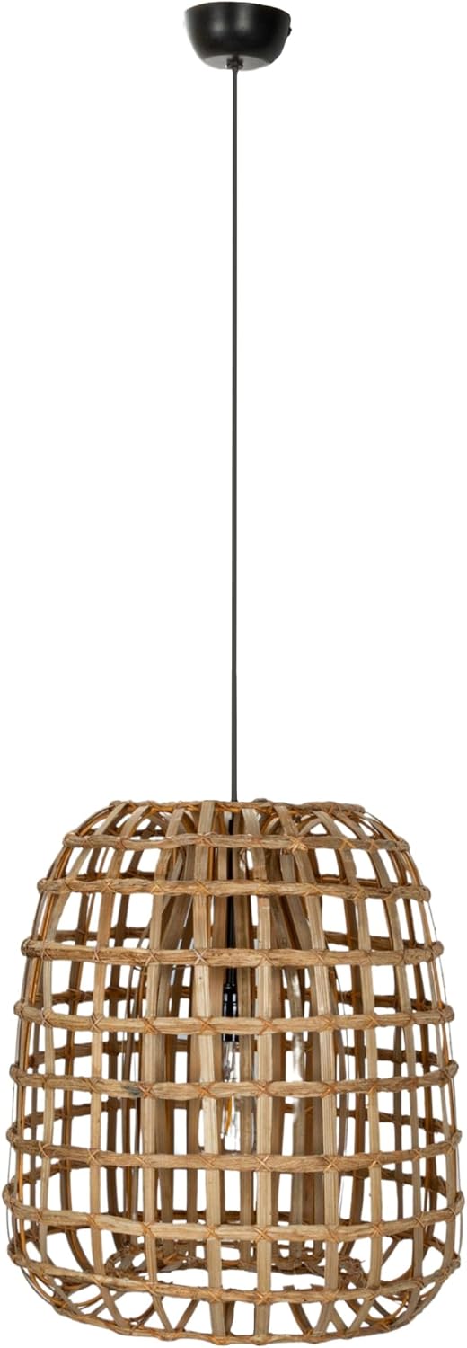 Creative Co-Op Round Woven Rattan and Bamboo Pendant Lamp, Natural