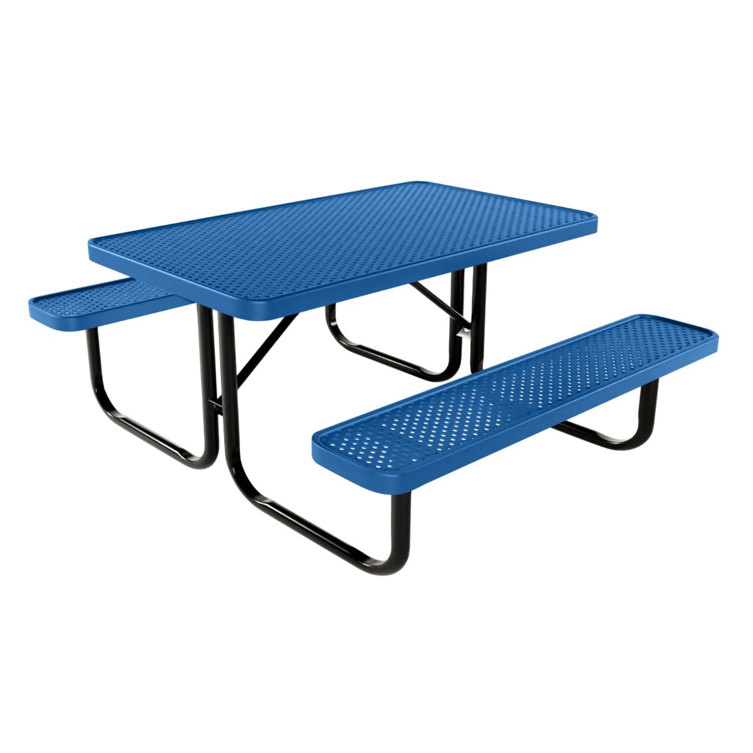 Coated Outdoor Furniture Heavy-Duty Portable Outdoor Kids Table, Punched Steel Kids Picnic Table, Commercial-Grade Picnic Table, Made in America (4ft Rectangular, Childrens, Textured Light Blue)