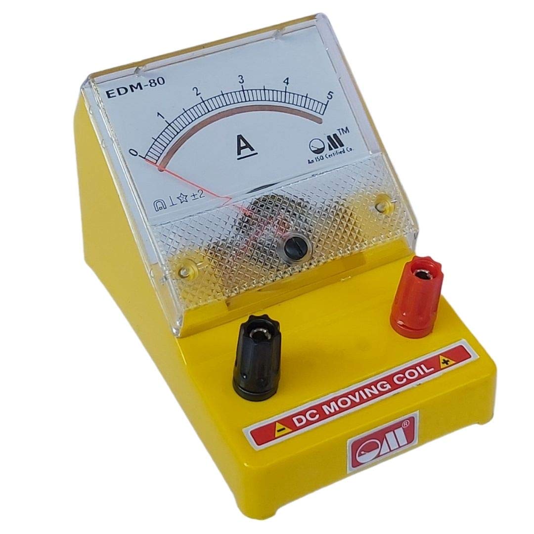 Om Meters EDM-80 Desk Stand Analog 0-5A DC Ammeter (Yellow)