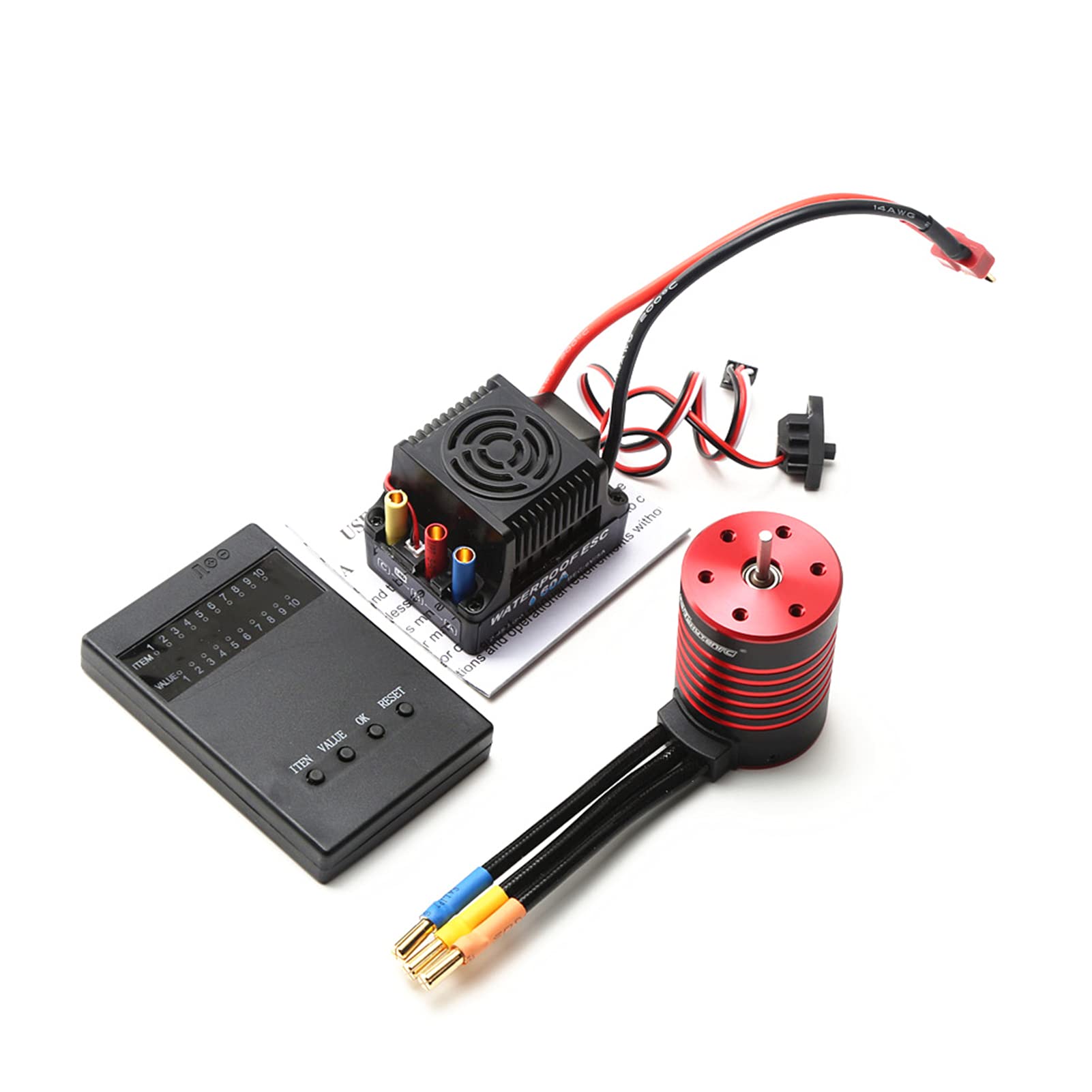 Silnik bezszczotkowy 3650, 2300 KV, wodoszczelny silnik 60 A, ESC T Plug karta programowa do samochodów 1/10 RC Car Truck