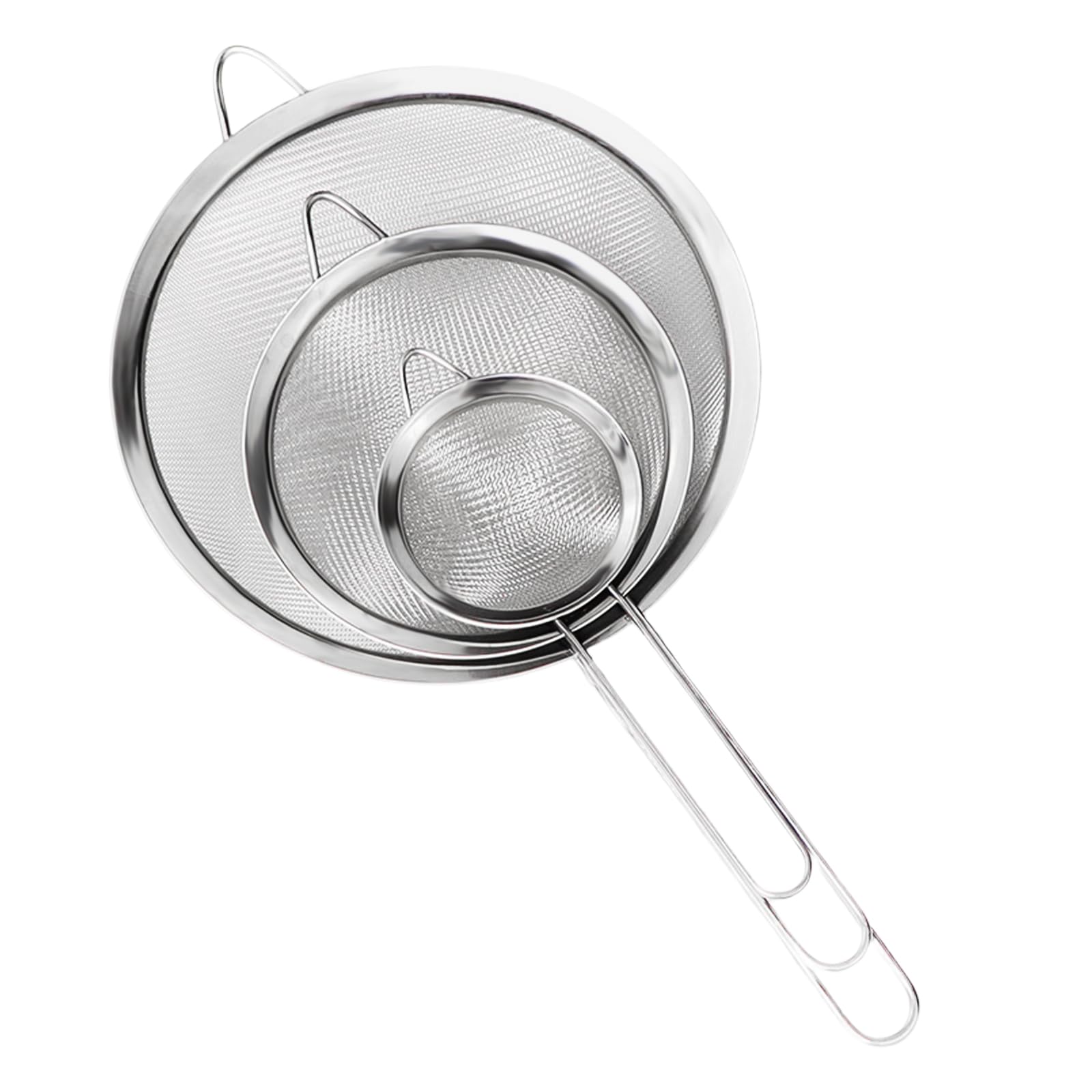 starfa lab Küchensieb Set, Hochwertige Edelstahl-Siebe, Poliert Metall Feinmaschiges Seiher, aus 304 Edelstahl, Perfekt zum Sieben, Abtropfen Nudeln, Quinoa, Puderzucker, Gemüse, Obst, Tee (3)