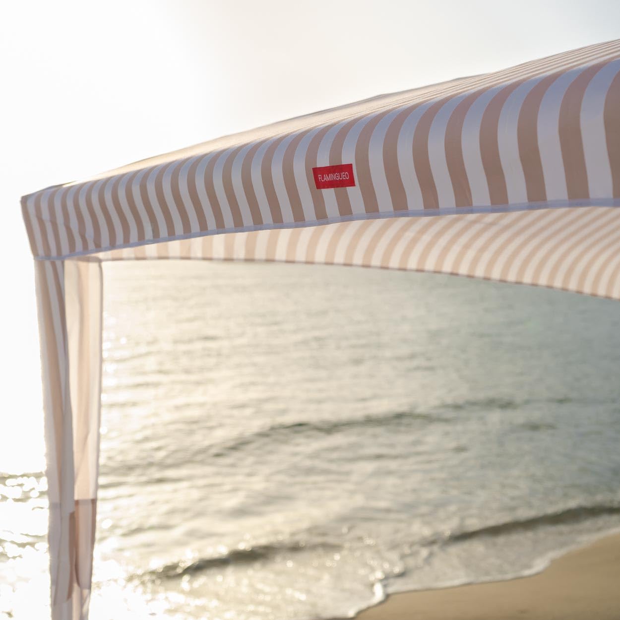 Flamingueo Namiot plażowy - Składany - Namiot plażowy - Parasolka przeciwsłoneczna UPF 50+ na plażę, basen, kemping i ogród - torba do przenoszenia - łatwa instalacja - poliester i aluminium - beżowy