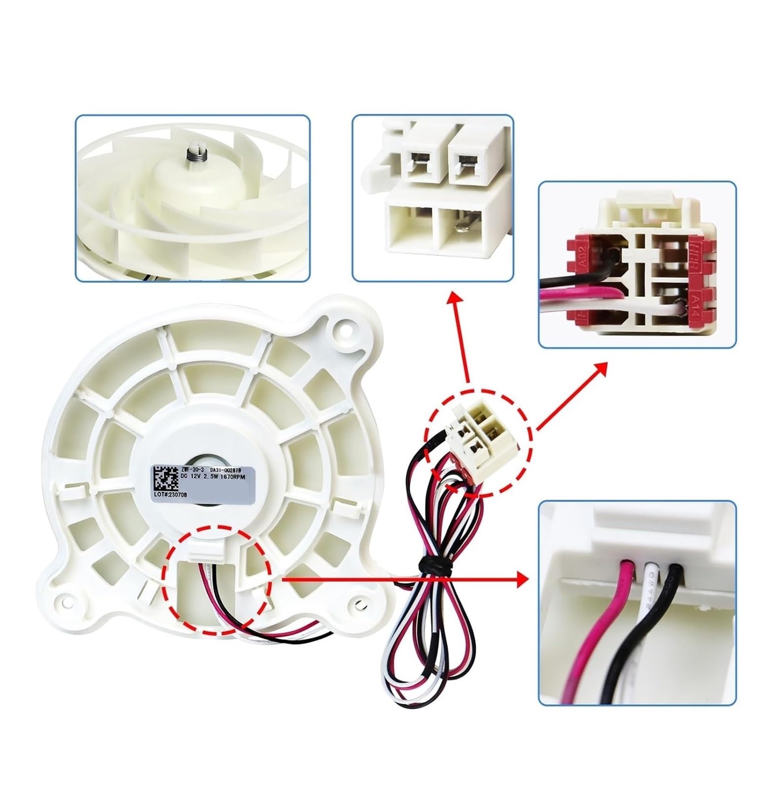 Motor De Ventilador De Refrigerador DA31-00287B, Compatible Con Samsung, Reemplaza Al Evaporador DA31-00334C-00334A DA96-00968A AP6803162