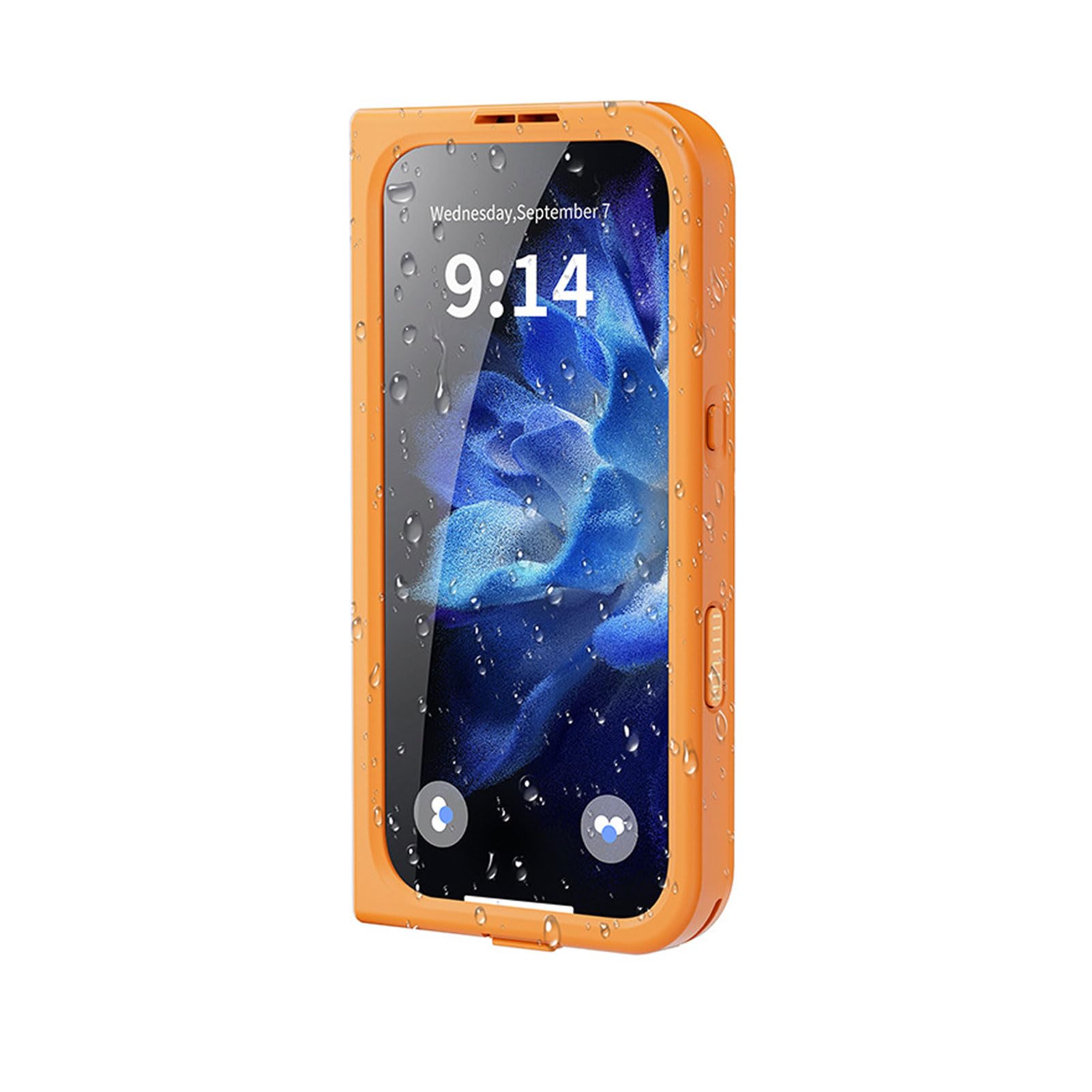 Wodoodporność IP68, Pełna Ochrona 360°, Lusterko do Makijażu, Etui na Telefon z Miejscem na kartę do 'a X (Pomarańczowy)