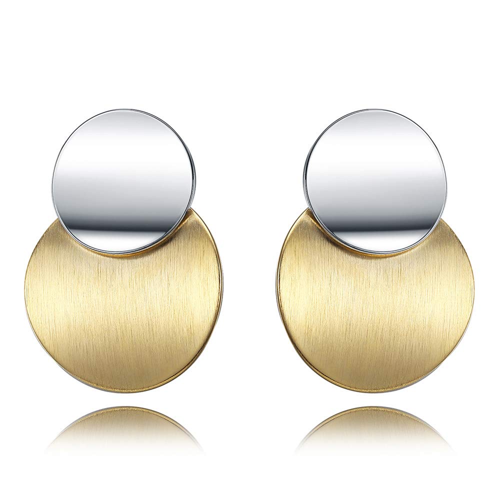 VIENNOISVIENNOIS Round Curved Dangle Earrings for Women and Girls Gold Fashion Matte Paint Discs Drop Statement Jewelry Gift