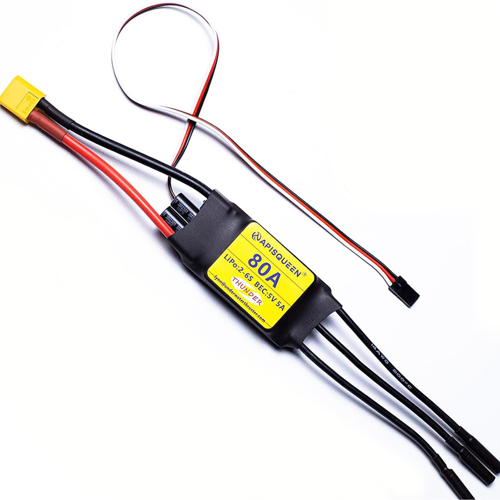 ApisQueen 80A ESC 2-6S LiPo Brushless Electronic Speed Controller with BEC XT60 & 4.0mm Plug for RC Airplane Drone Model