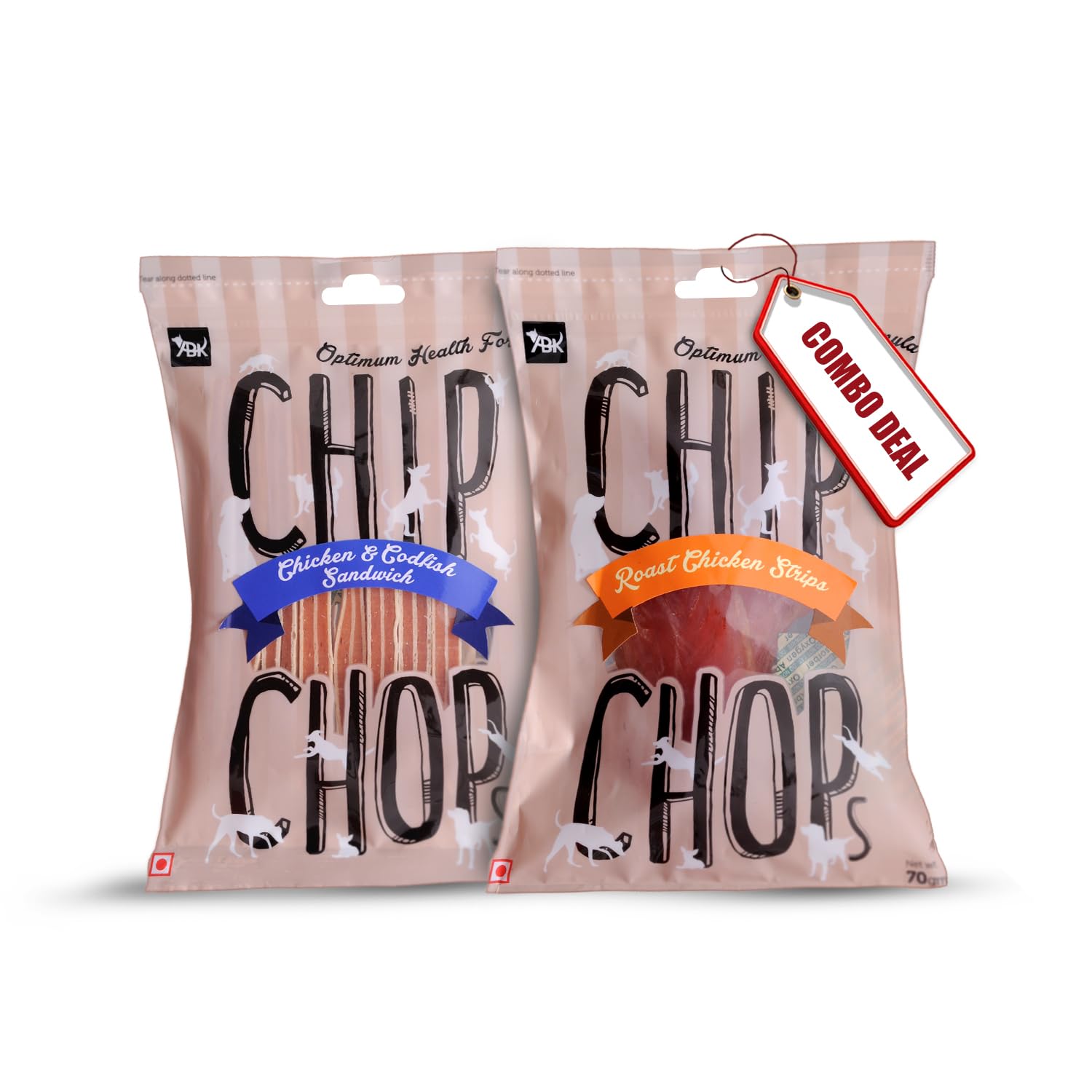 Chip Chops Dog Treats Combo (Chicken & Codfish Sandwich, 70g and Roast Chicken Strips, 70g) - Protein Rich, Healthy & Training Snacks for All Dog Breeds (B08KLMB2B4) Amazon Price History, Amazon Price Tracker