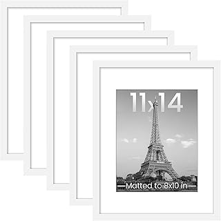 upsimples 11x14 Picture Frame Set of 5, Display Pictures 8x10 with Mat o...