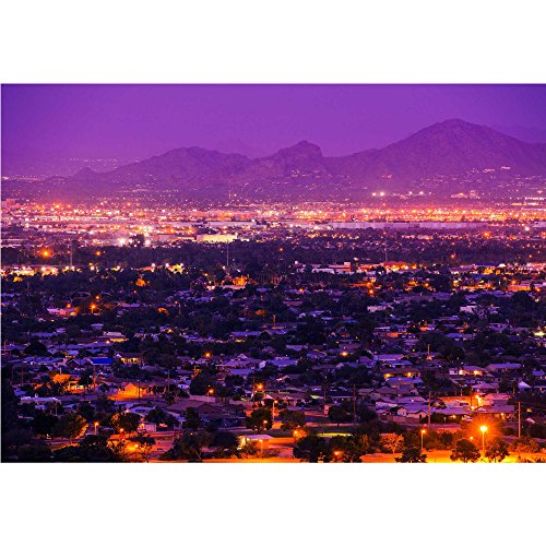 Wall26 - Phoenix Arizona Suburbs At Night. Phoenix, United States. City Panorama. - Removable Wall Mural | Self-Adhesive Large Wallpaper - 100X144 Inches #TOP1