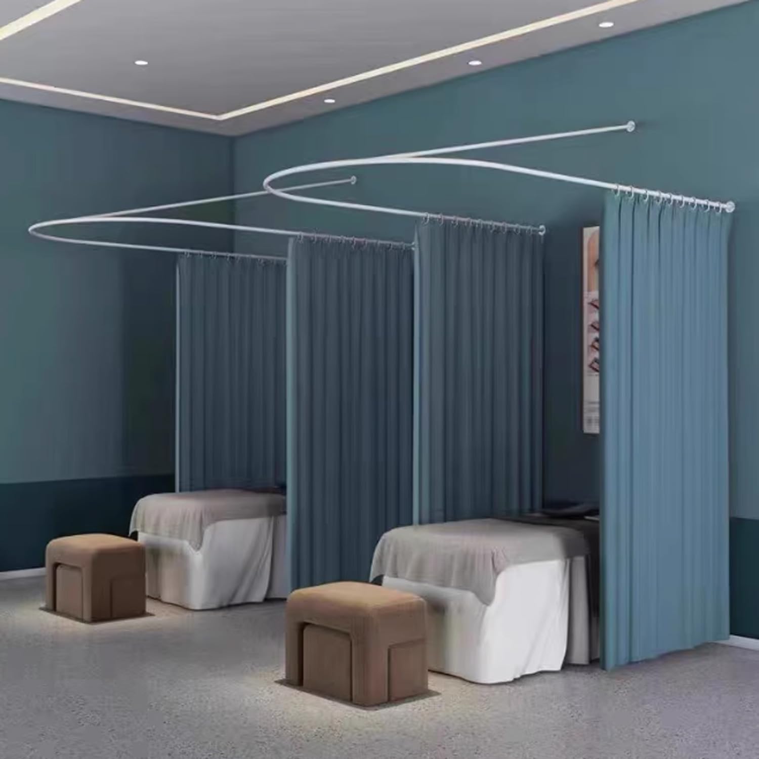 Privacy Divider Curtain Rod from Wall, U-Shape Room Divider in Gold Finish, Ideal for Beauty Salons and Bedrooms