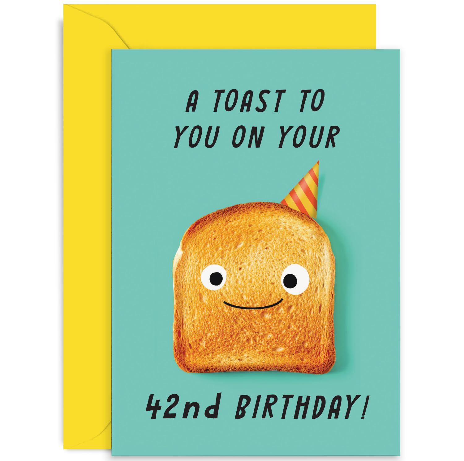 Old English Co. Funny 42nd Birthday Card for Men and Women - A Toast On Your Birthday Age For Him or Her - Cute Forty-Second Birthday Gift for Daughter Son Special Friend | Blank Inside