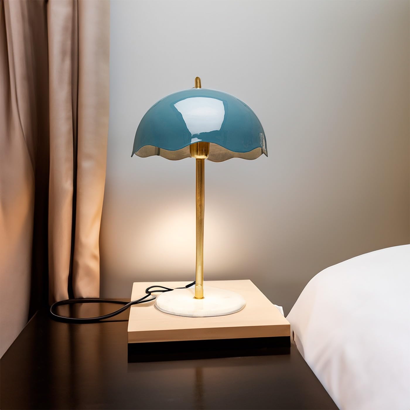 Kare Design Tischlampe Lia Midnight, Blau, Gold, Marmor, Metall, Moderne Tischleuchte, Büro, Wohnzimmer, Schlafzimmer, Office, keine Leuchtmittel inklusive, 50x30x30 (HxBxT)