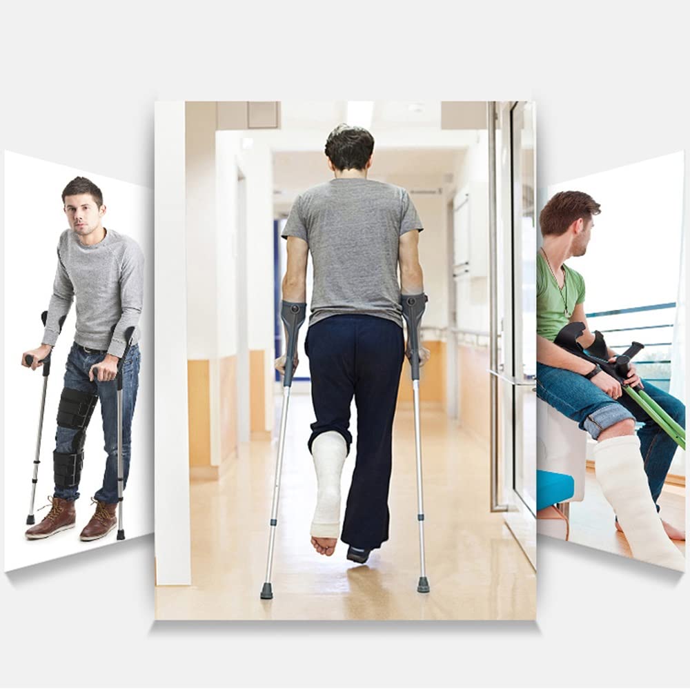 Ergonomiczne kule przedramienia, aluminiowe kule dla dorosłych, lekkie antypoślizgowe, kule do chodzenia, wsparcie po urazie lub operacji, 10 przystanków regulowanych, niepełnosprawni decorate