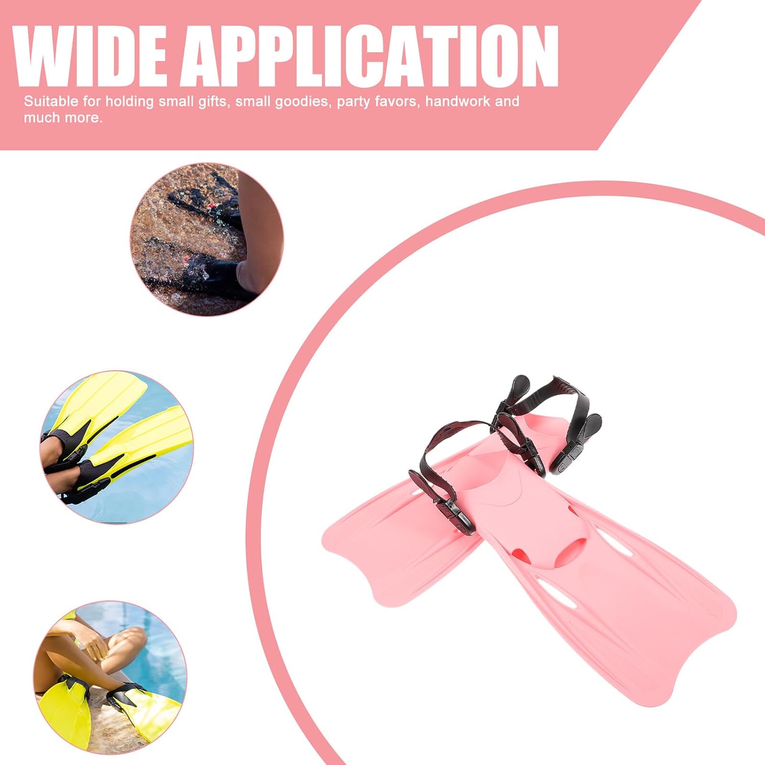 Cabilock Snorkeling Fins and Diving Swimming Fins Adjustable Pink Lightweight Training Flippers for Adults Size L 39-43 Suitable for Beach Swimming and Snorkeling