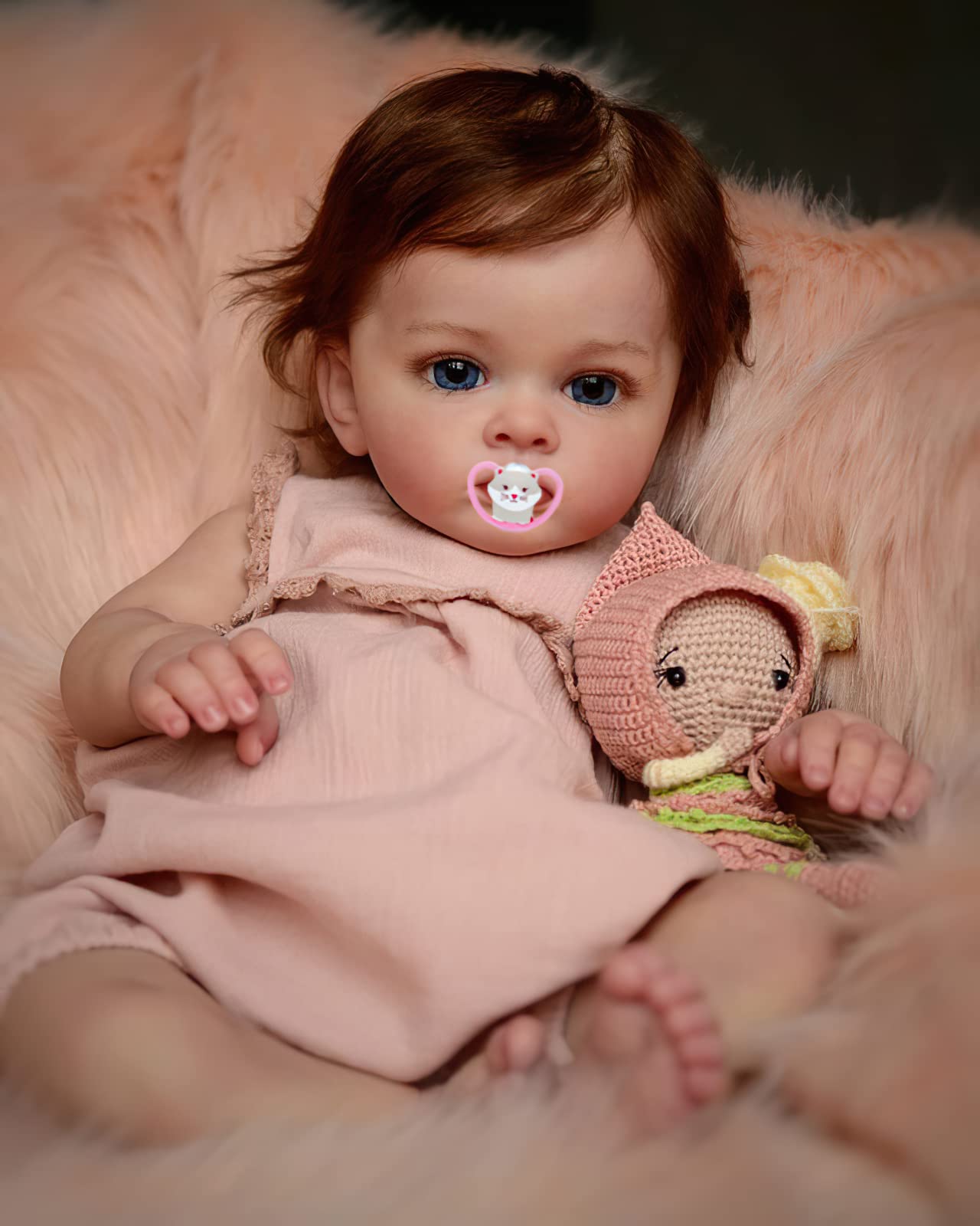 MineeQu 60CM Lebensechte riesige Baby Größe Silikon Vinyl Reborn Baby Puppen Geschenk Set mit Sanfte Berührung gewichtet Körper Neugeborenes Kleinkind Mädchen Dolls sehen für Immer Ihr Sweetheart