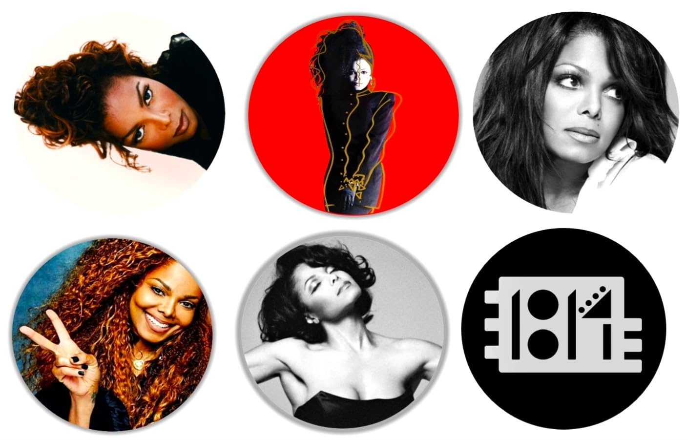Janet Jackson Photo Button Pin Set Birthday Gift For Friend 80's Music Pins Backpack Hats Jackets Lapel Badge Accessory