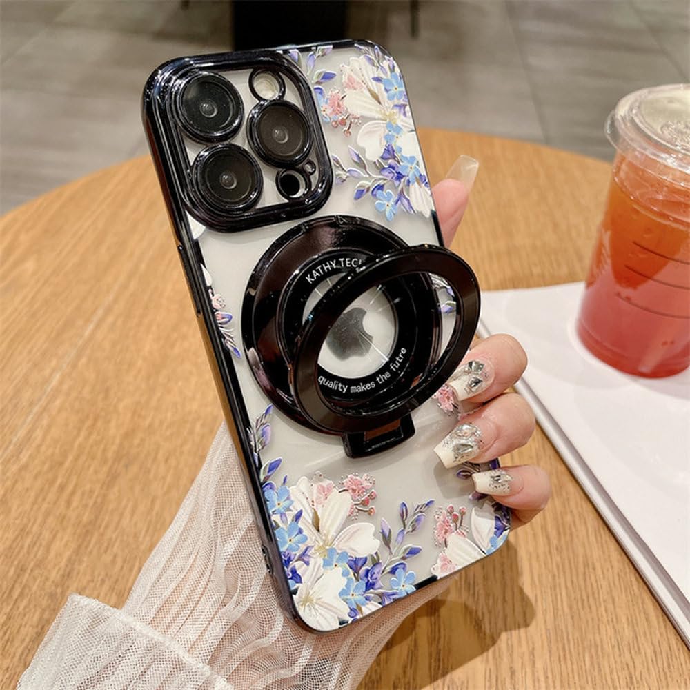 Coque iPhone 14 Pro fleur rose oiseau antichoc compatible charge magnétique - 8