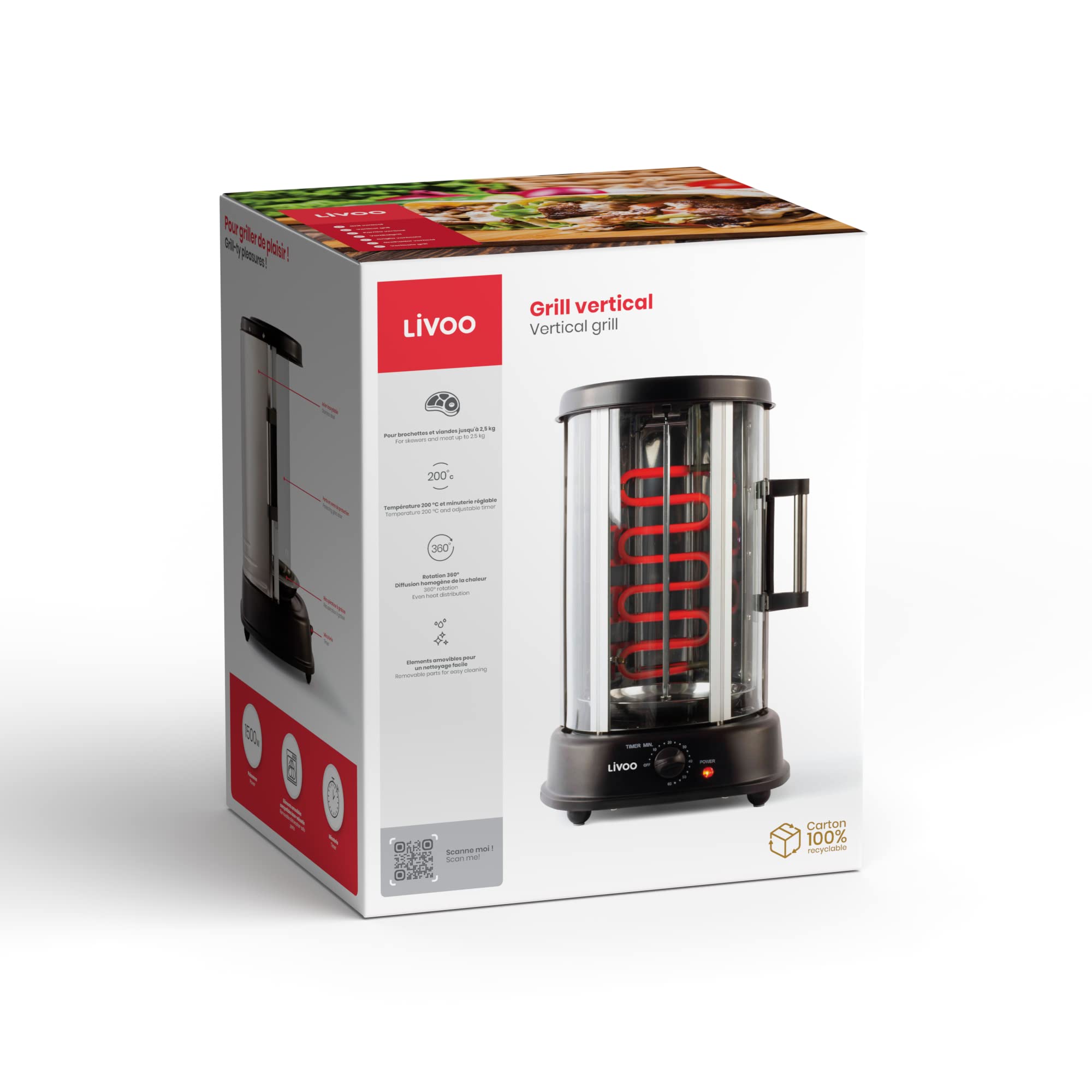 Rotisserie Verticale 21L 1500W Noire DOM323