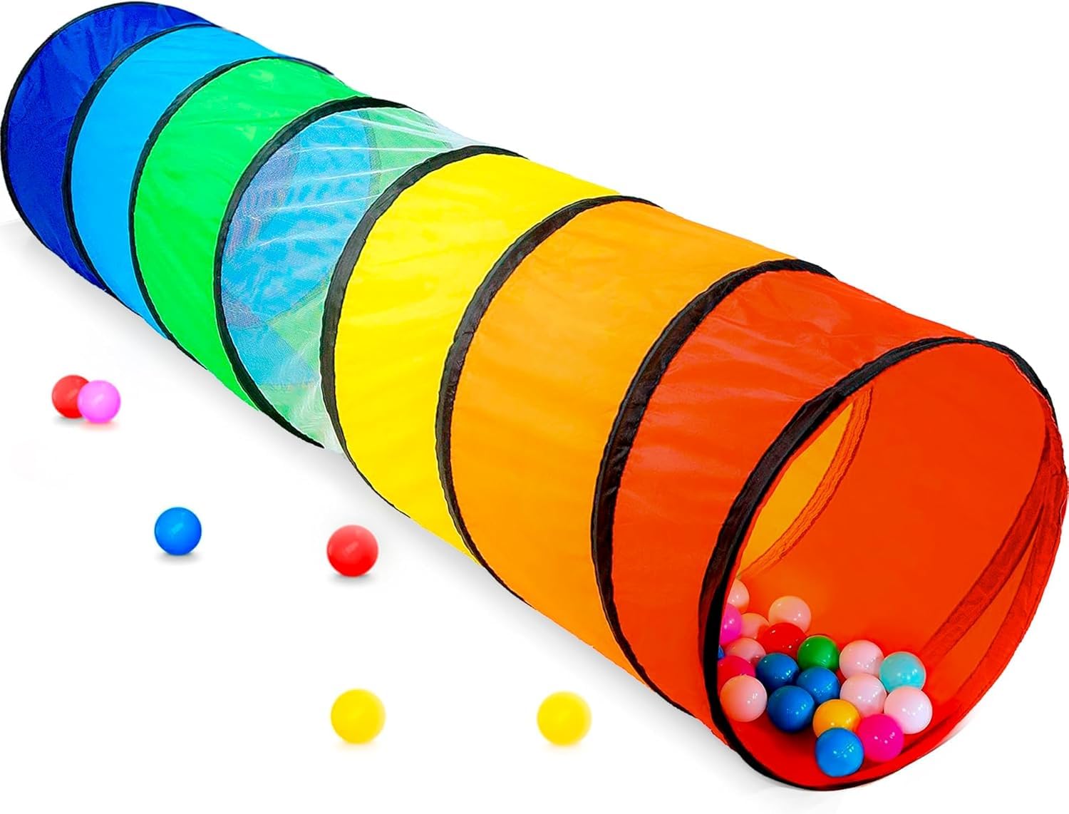 NUBUNI Kids Play Tunnel Tent for Toddlers, Colorful Pop Up Crawl Tunnel Toy for Baby or Pet, Collapsible Gift for Boy and Girl Play Tunnel Indoor and Outdoor Game Rainbow