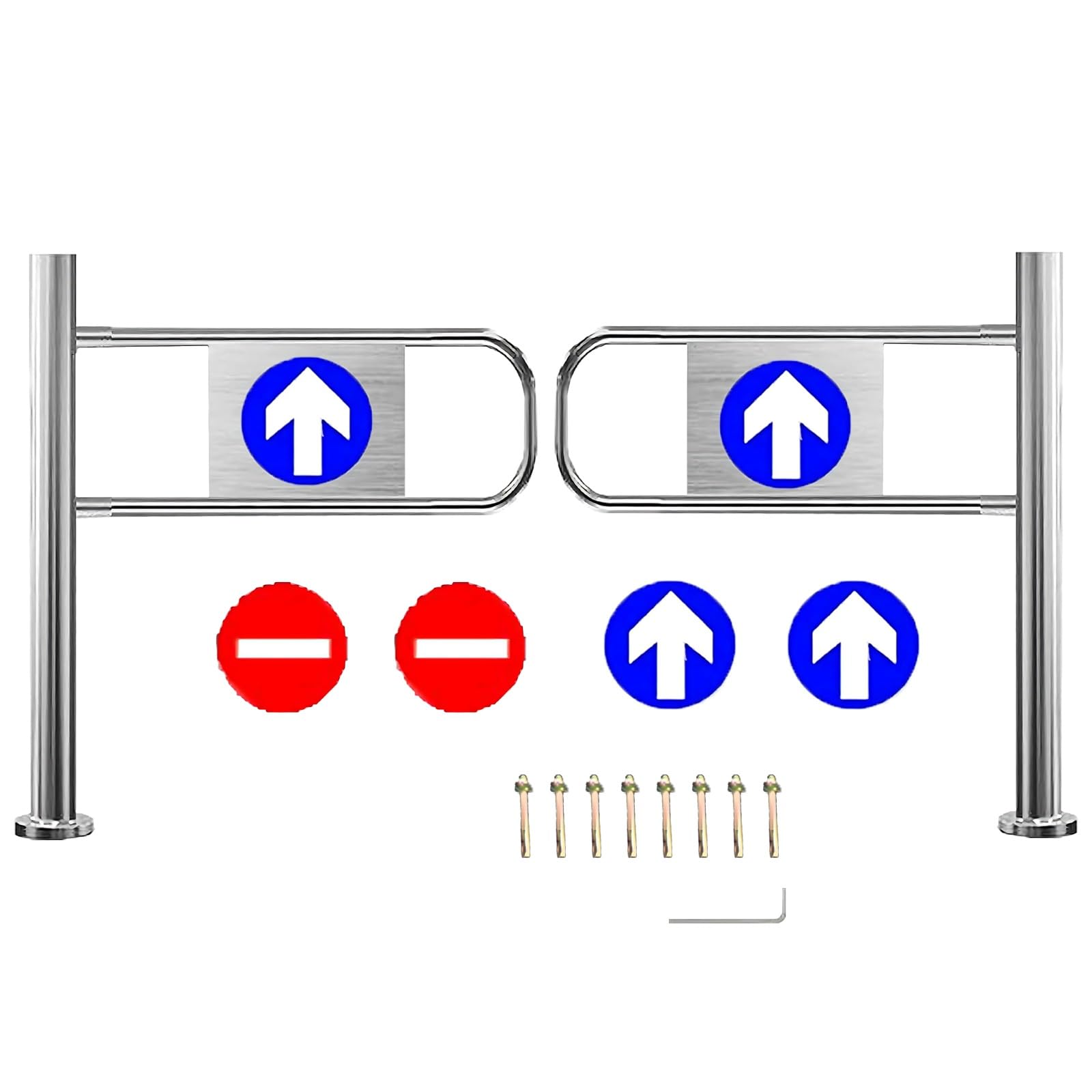 Supermarket One-Way Swing Barrier, Supermarket Entrance Swing Turnstile, Quiet Operation, 1-Way Traffic, Barrier, for Entrances & Warehouse Pedestrian Access(90x100cm,Left+Right)