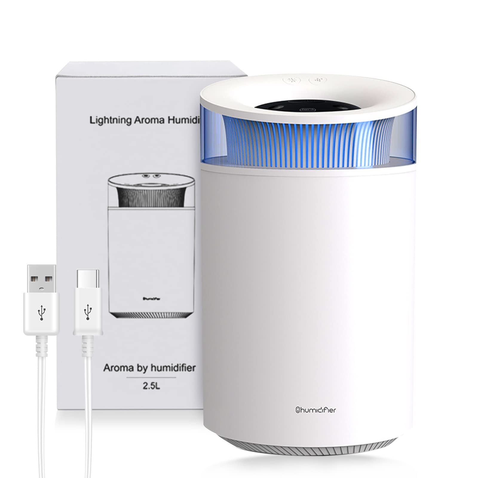 H HOLDPEAK Humidifier for Bedroom Quiet Cool Mist Humidifiers for Car