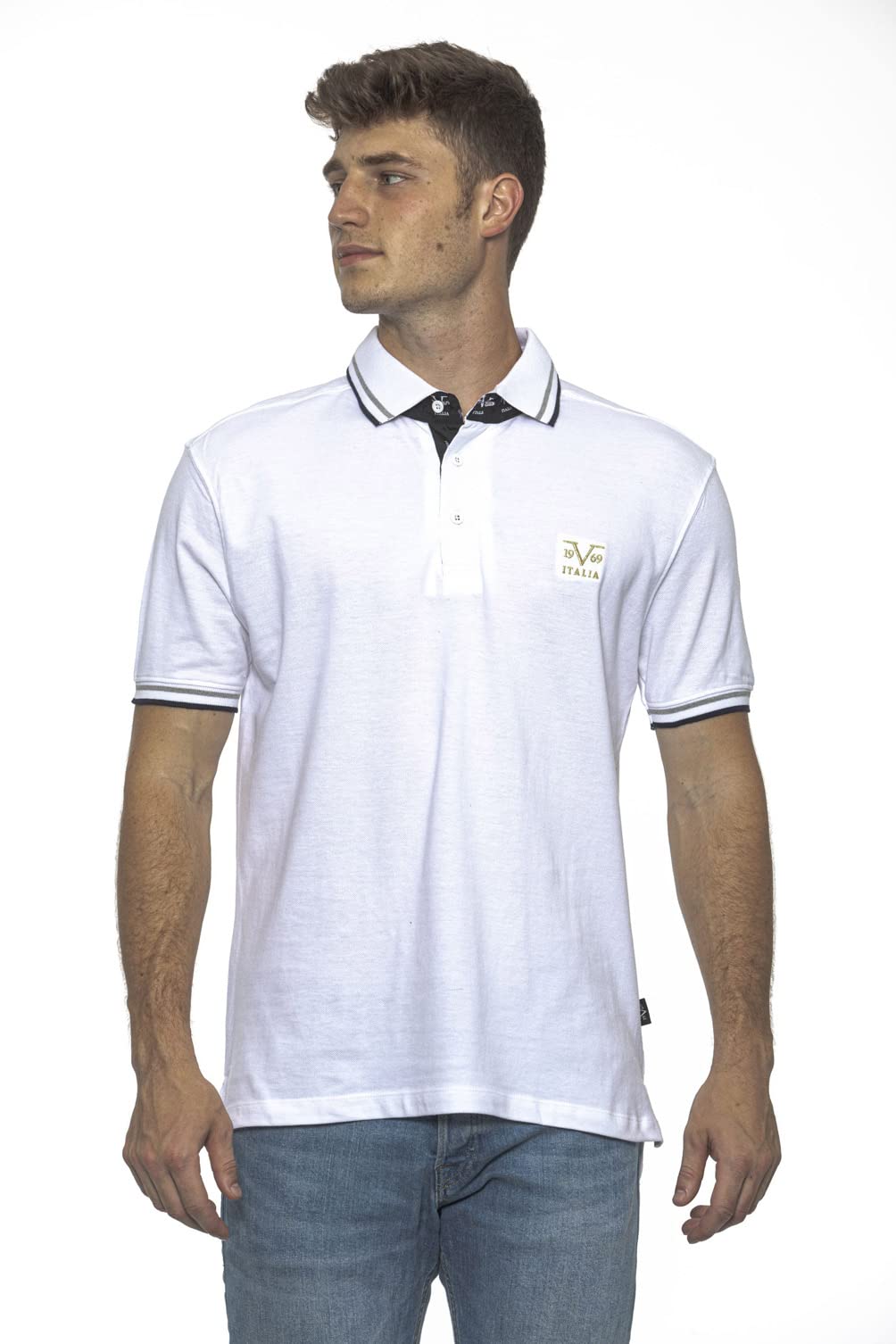 19V69 ITALIA Męska tylna strona biała koszulka polo, XXL (5 sztuk), biały, XXL