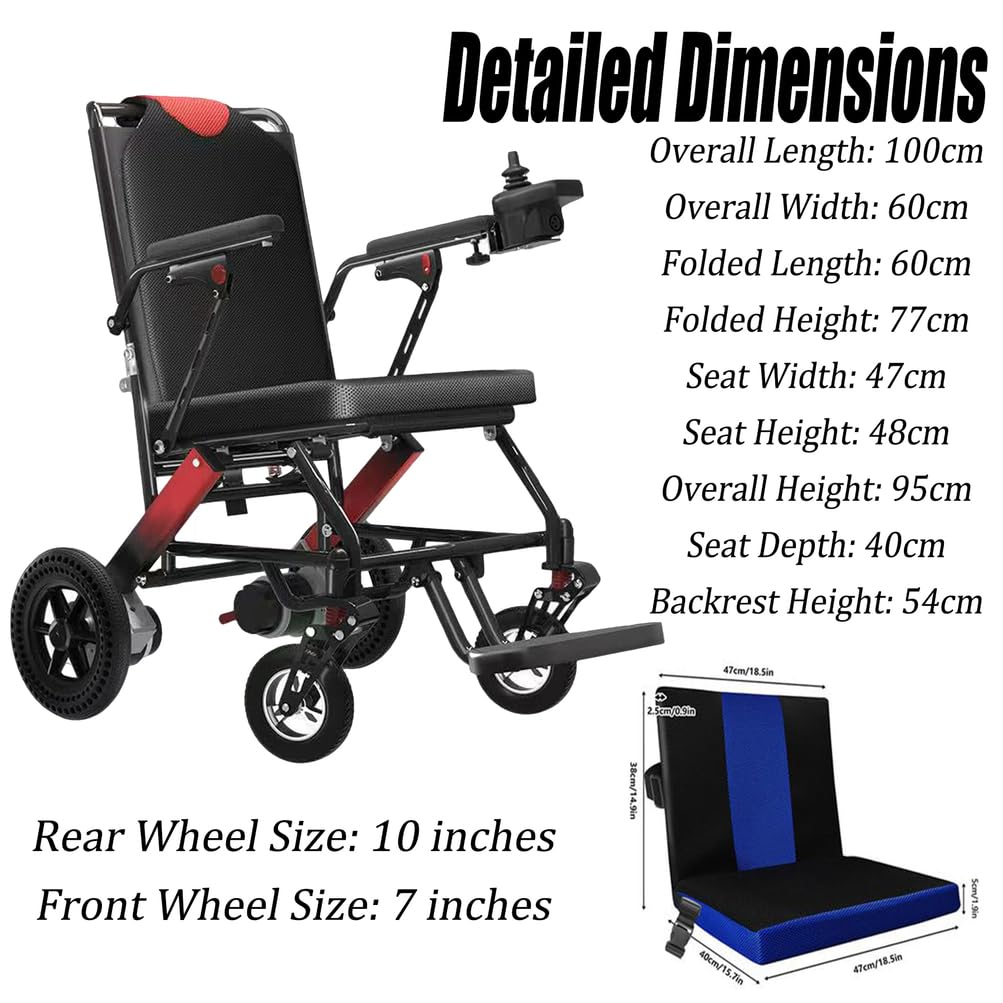 Silla De Ruedas Eléctrica Plegable Premium para Adultos, Diseño Ligero De Largo Alcance De 20 Millas, Silla De Ruedas Eléctrica Todoterreno para Personas Mayores, Paseo Suave Y Fácil Transporte