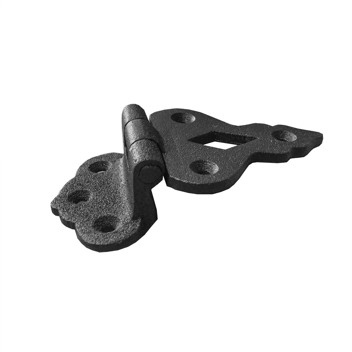 Renovators Supply Manufacturing Hoosier zawias do szafki 3/20.3 cm, przesunięty czarny zawias z kutego żelaza do montażu podtynkowego do szafek kuchennych z okuciami montażowymi, 4 sztuki